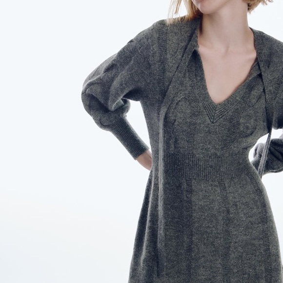 ZARA CABLE-KNIT DRESS - Picture 2 of 8